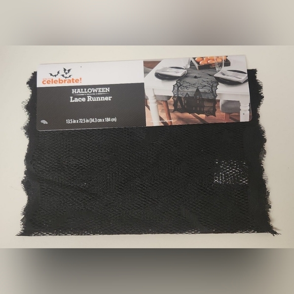 Halloween Haunted House Black Lace Table Runners - Picture 2 of 3